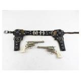 Vintage Hubley Cowboy Revolver Toy Set with Twin Holsters