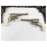 Vintage Hubley Cowboy Revolver Toy Set with Twin Holsters