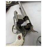 Vintage Hubley Cowboy Revolver Toy Set with Twin Holsters