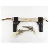 Vintage Hubley Cowboy Revolver Toy Set with Twin Holsters
