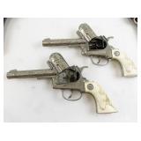 Vintage Hubley Cowboy Revolver Toy Set with Twin Holsters