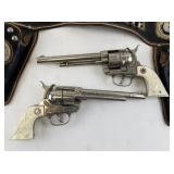 Vintage Hubley Cowboy Revolver Toy Set with Twin Holsters