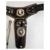 Vintage Hubley Cowboy Revolver Toy Set with Twin Holsters