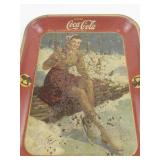 Vintage 1941 Coca Cola Advertising Tray with Ice Skater Design