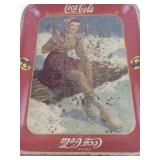 Vintage 1941 Coca Cola Advertising Tray with Ice Skater Design