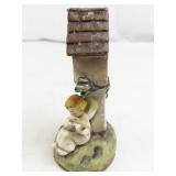 Early Goebel Hummel Figurine Angel at Wayside Shrine with Mandolin