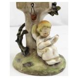 Early Goebel Hummel Figurine Angel at Wayside Shrine with Mandolin