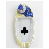 Vintage Japanese Porcelain Ashtray with Blue-Clad Figural Detail