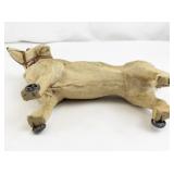 Rare Antique Toy Dog (Roullet & Decamps?) with Red Leather Harness and Wheels