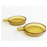 Pair of 3" Amber Glass Ashtrays with Handles