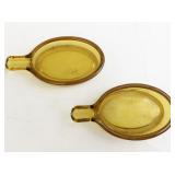 Pair of 3" Amber Glass Ashtrays with Handles