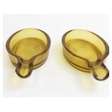 Pair of 3" Amber Glass Ashtrays with Handles