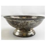 Vintage Silver-Plated Footed Bowl with Beaded Rim