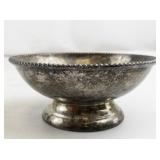 Vintage Silver-Plated Footed Bowl with Beaded Rim