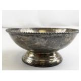 Vintage Silver-Plated Footed Bowl with Beaded Rim