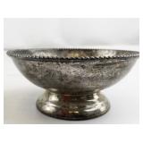 Vintage Silver-Plated Footed Bowl with Beaded Rim