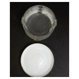 Vintage Glass Powder Jar with Brass Lid and Floral Design