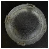 Vintage Glass Powder Jar with Brass Lid and Floral Design