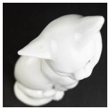 Vintage White Porcelain Cat Figurine from Japan