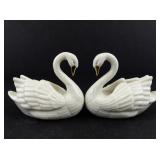 Lenox Porcelain Swans, Elephant, & Leaping Dolphin Figurine Set with 24 Karat Gold Trim