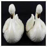 Lenox Porcelain Swans, Elephant, & Leaping Dolphin Figurine Set with 24 Karat Gold Trim
