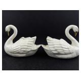 Lenox Porcelain Swans, Elephant, & Leaping Dolphin Figurine Set with 24 Karat Gold Trim