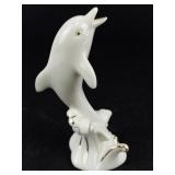 Lenox Porcelain Swans, Elephant, & Leaping Dolphin Figurine Set with 24 Karat Gold Trim