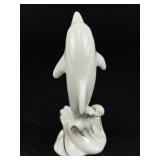 Lenox Porcelain Swans, Elephant, & Leaping Dolphin Figurine Set with 24 Karat Gold Trim