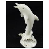 Lenox Porcelain Swans, Elephant, & Leaping Dolphin Figurine Set with 24 Karat Gold Trim