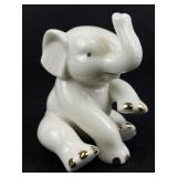 Lenox Porcelain Swans, Elephant, & Leaping Dolphin Figurine Set with 24 Karat Gold Trim