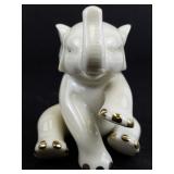Lenox Porcelain Swans, Elephant, & Leaping Dolphin Figurine Set with 24 Karat Gold Trim