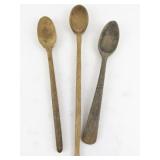 Set of 3 Vintage Wooden Kitchen Spoons