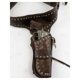 Vintage Leather Gun Holster Belt with Hubley Cowboy Cap Gun