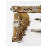 Vintage 1950s Hubley Texan Jr. Cap Gun Belt & Holster Set with Steer Grip