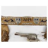 Vintage 1950s Hubley Texan Jr. Cap Gun Belt & Holster Set with Steer Grip