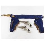 Vintage 1950s Hubley Texan Jr. Cap Gun Belt & Holster Set with Steer Grip