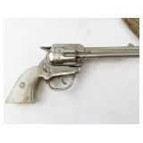 Vintage 1939 Gene Autry L Kenton Cap Gun with Simulated Pearl Handle & Leather Holster and Belt