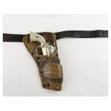 Vintage 1939 Gene Autry L Kenton Cap Gun with Simulated Pearl Handle & Leather Holster and Belt