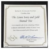 Lenox Porcelain Swans, Elephant, & Leaping Dolphin Figurine Set with 24 Karat Gold Trim