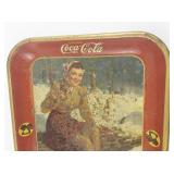 Vintage 1941 Coca Cola Advertising Tray with Ice Skater Design