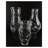 Collection of 3 Glass Hurricane Lamp Shades