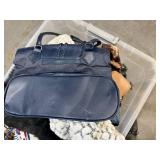 Bin of clothes, shoes, bags, accessories