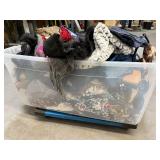 Bin of clothes, shoes, bags, accessories