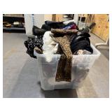 Bin of clothes, shoes, bags, accessories