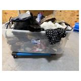 Bin of clothes, shoes, bags, accessories