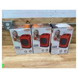 KUL Lot of 3 - 1500 Watt Red Ceramic Fan Heater - Model 369927