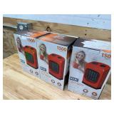 KUL Lot of 3 - 1500 Watt Red Ceramic Fan Heater - Model 369927