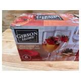 Gibson Lot of 3 - Home 6-Piece Holiday Poinsettia Glass Wine Goblet Set