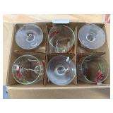Gibson Lot of 3 - Home 6-Piece Holiday Poinsettia Glass Wine Goblet Set