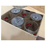 Gibson Lot of 3 - Home 6-Piece Holiday Poinsettia Glass Wine Goblet Set